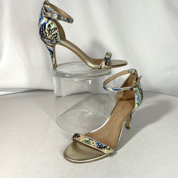 Halogen Shoes - Halogen Size 6.5 Audrey Sandals Multi Color 3" High Heels Leather Gold Metallic